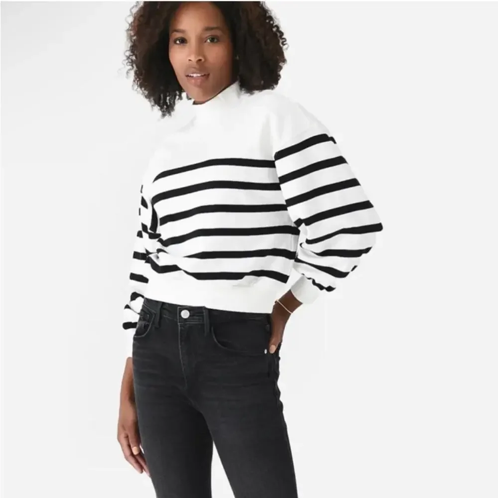 Frame Denim Striped Mock Neck Sweatshirt